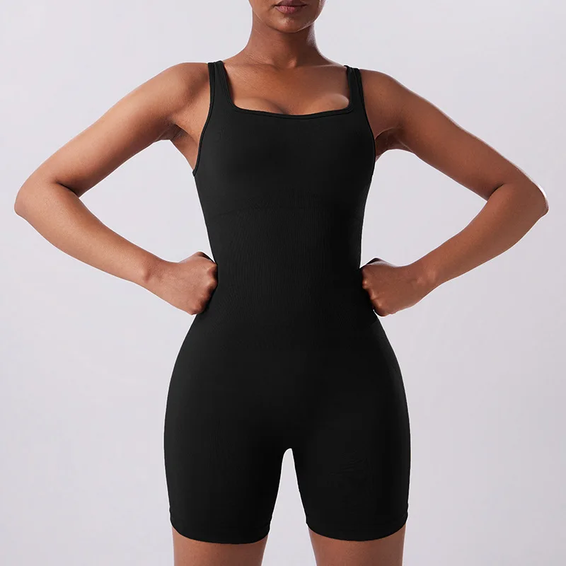 Женский однотонный комбинезон без рукавов для занятий спортом