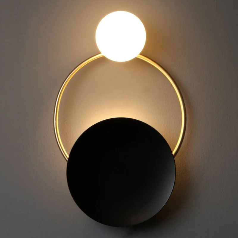 

Creative bedroom post-modern light luxury guest room study wall lamp art restaurant led ring wall lamp