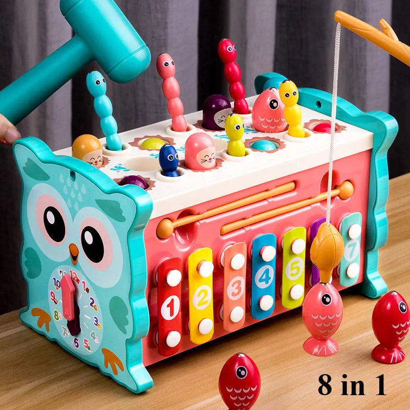 

Hammer 0 Montessori 12 6 Months Baby Kids Music Cube Toys Piano Educational Clock Learning Fishing Gift Owl Puzzle Set with Game