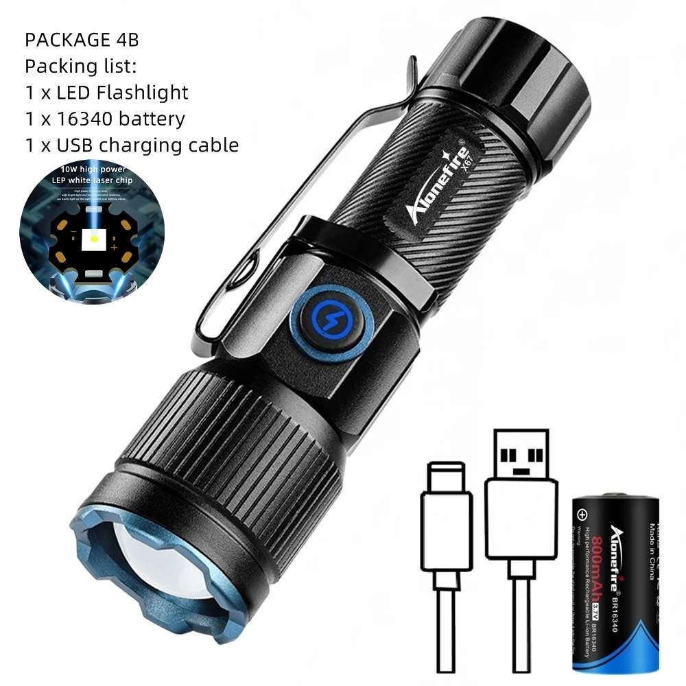 

AloneFire X67 белый портативный фонарик с зумом USB