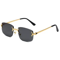 blue gradient lens metal sunglasses men women luxury designer rimless small square sun glasses for men 2022 framless