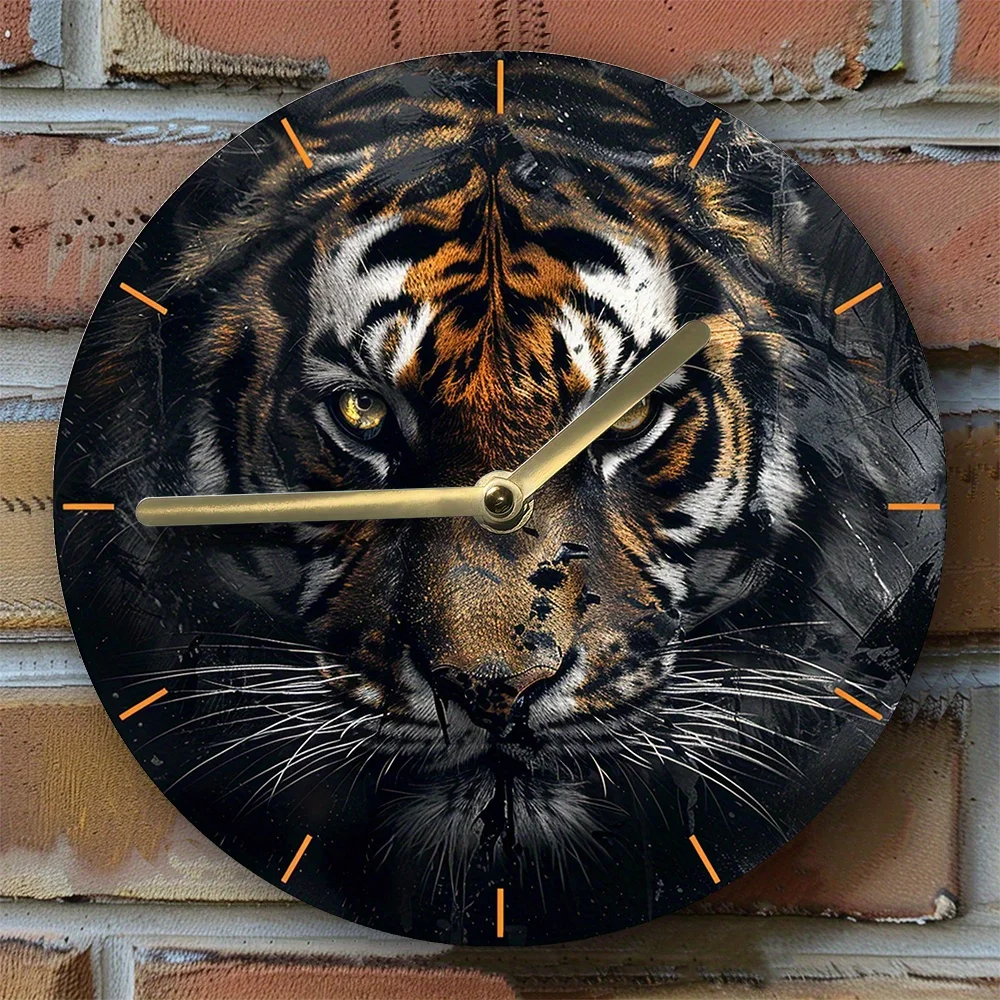 Тихие настенные часы с тигровым рисунком 8x8 дюймов из алюминия самодельные