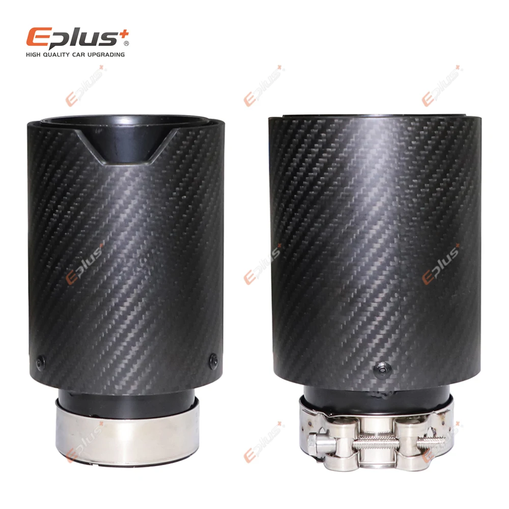 

Универсальный автомобильный матовый глушитель из углеродного волокна, наконечник выхлопной системы, глушитель для трубы, хвостовой глушитель, насадка, прямой черный из нержавеющей стали для BMW M