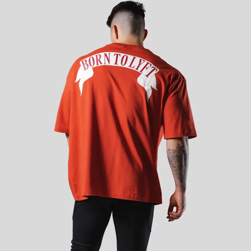 

Summer Gym Fitness Oversized T-shirt Men's Summer Gym Suit Bodybuilding Sports Street Men Hip Hop Crew Neck Cotton Short Sleeves
