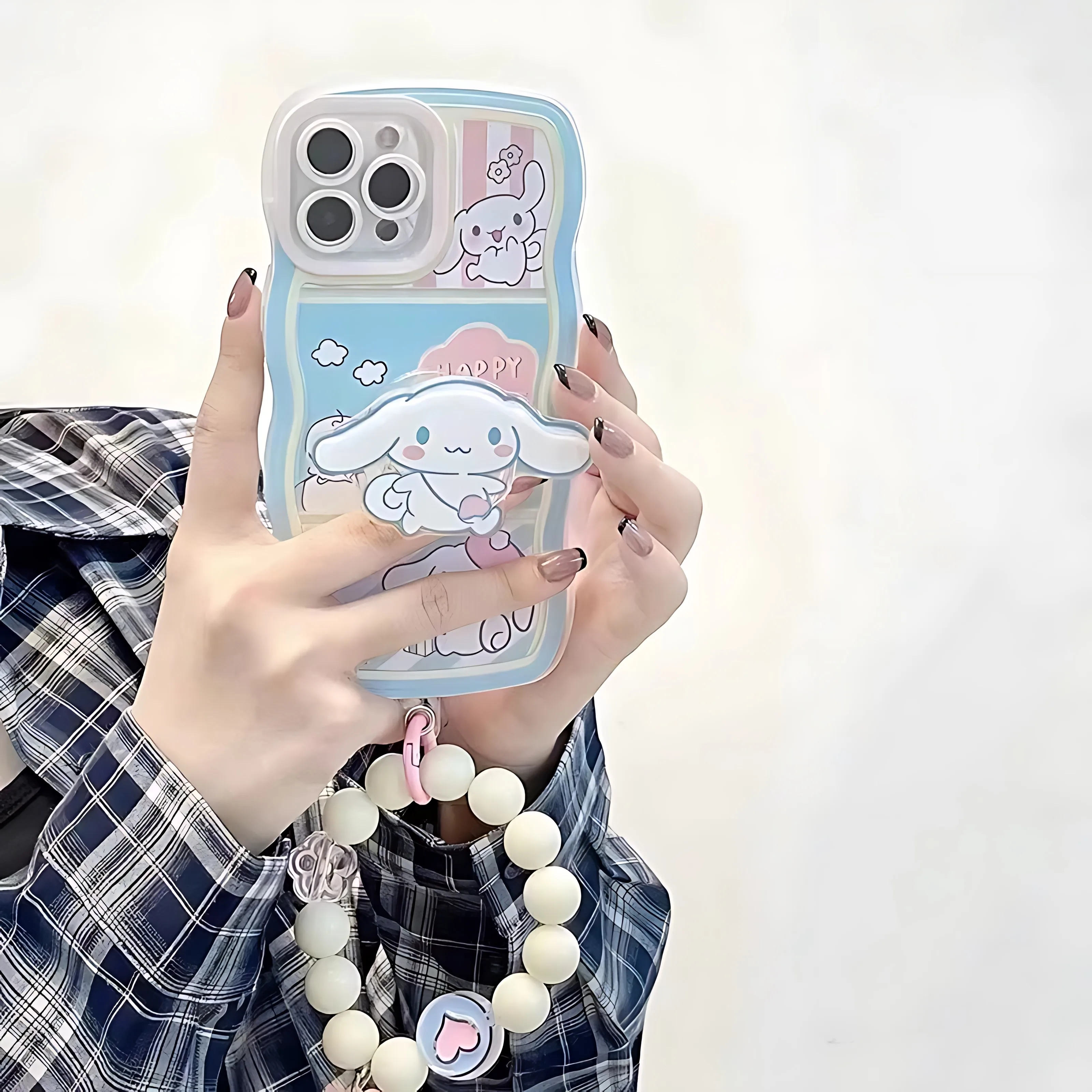 Cute Cinnamoroll Bracket Silicone Curly Wave Case For Xiaomi Redmi A1 A3 8 9 9s 10 10C 9A 9C 12C 13C Note 11 12 Pro 5G