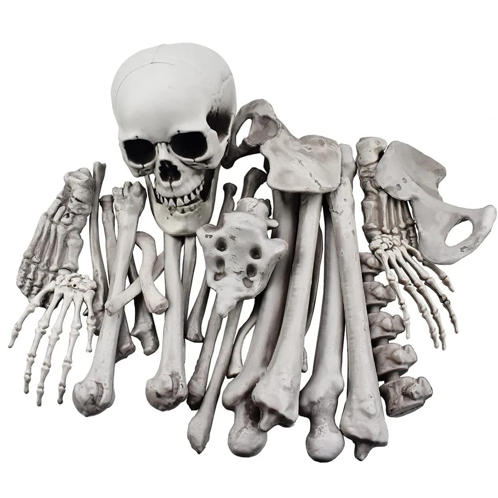 

28pcs Bones Set Scary Artificial Resin Human Skeletons Broken Bone Skull For Haunted Home Halloween Party Props Decoration