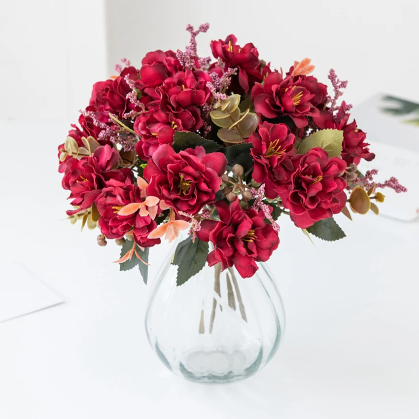 26 см фотоэлемент для свадьбы шелковая вишневая ваза домашнего декора Фотофон