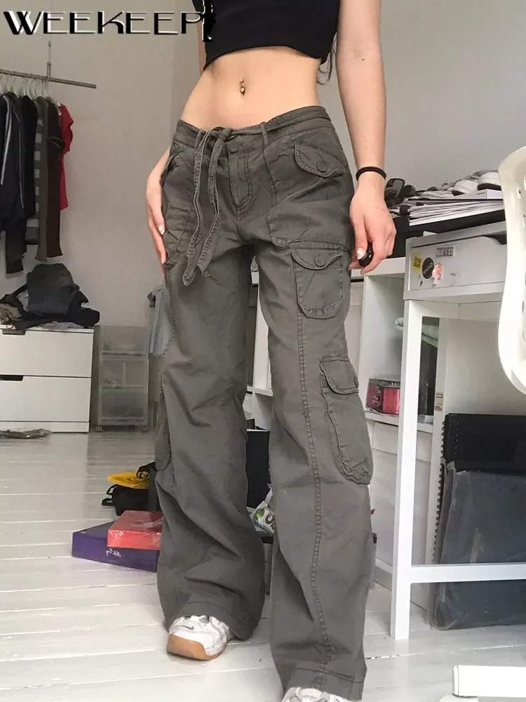 

Weekeep Streetwear Women Baggy Denim Jeans Vintage High Waist Pockets Grunge Casual Pants Harajuku 90s Joggers Fairycore Clothes