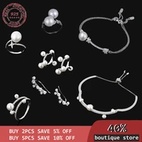 s925 sterling silver micro diamond crystal string pearl knot womens bracelet ring earrings fashion luxury monaco jewelry