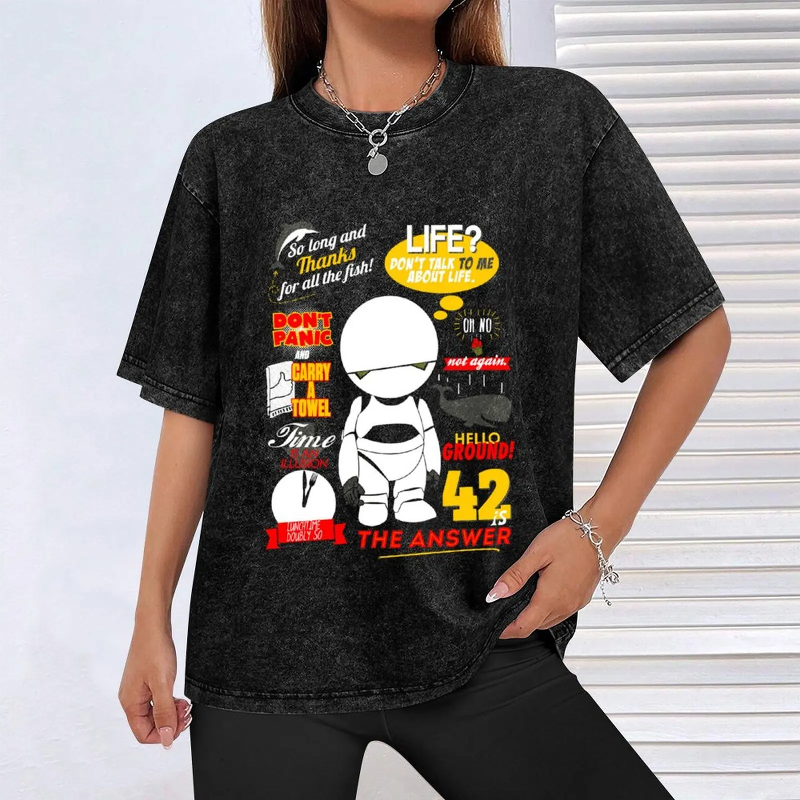 Руководство по автостопом к галактике 1 футболка с аниме винтажная рисунком