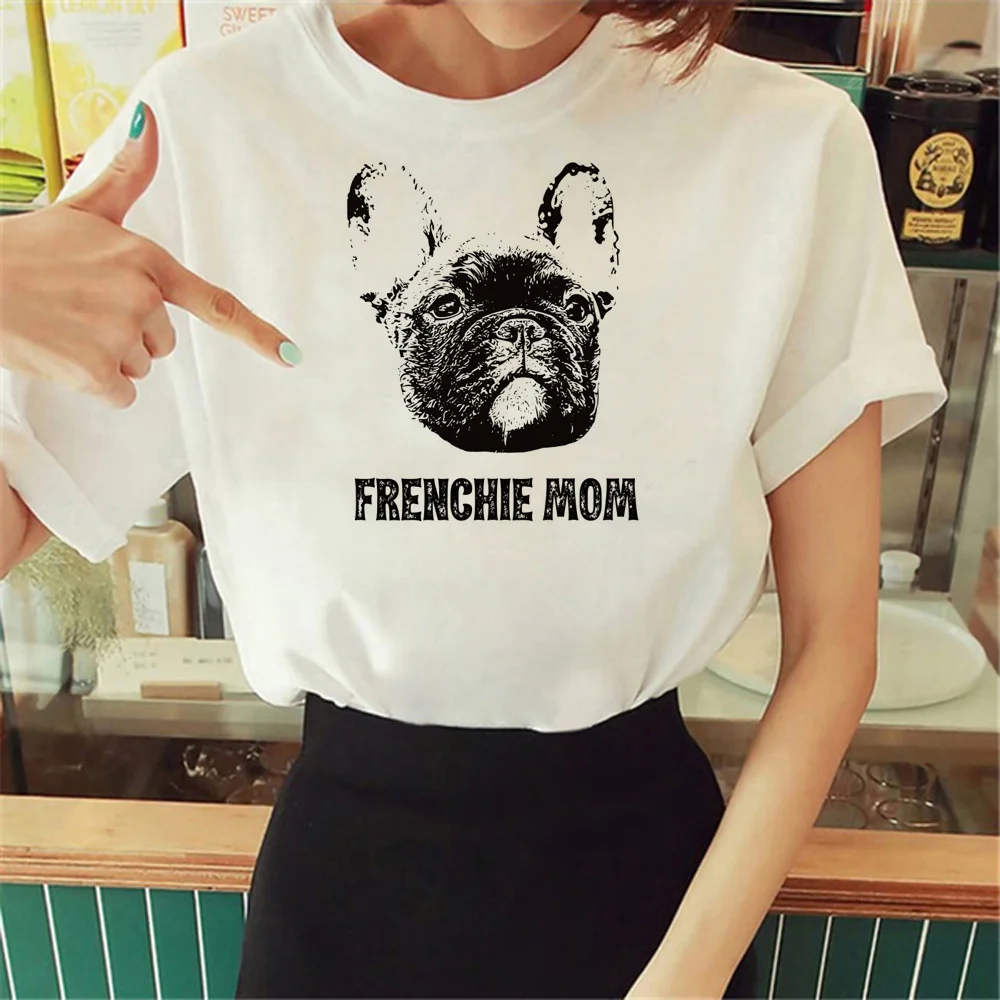 

French Bulldog tshirt women funny manga summer t shirt girl funny 2000s designer clothes