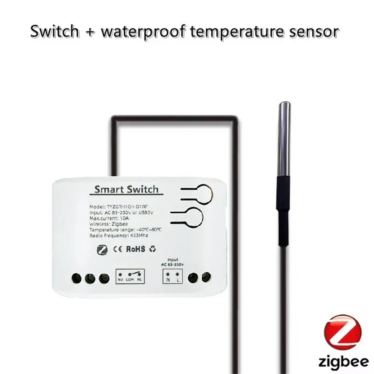 

Умный переключатель Zigbee A26P Tuya с датчиком температуры, пассивное сухое контактное реле Zigbee, работает с домашним помощником, переменный ток 85-250 В