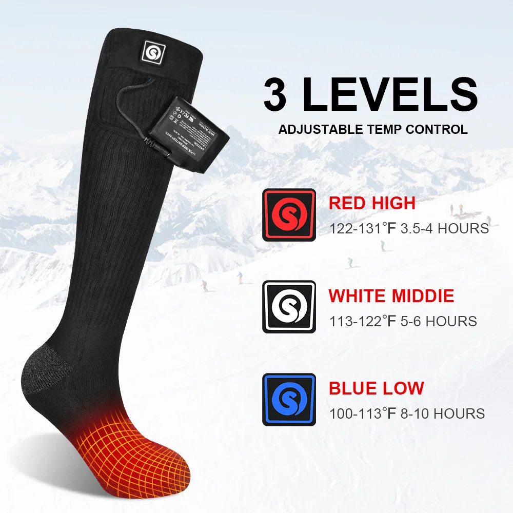 For Women Men Winter Warm Electric Heated Skiing Socks Winte