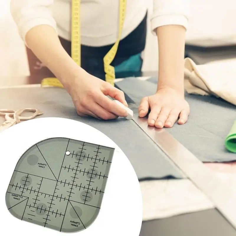 

Curved Corner Cutter Ruler For Fabric Scrapbooking Non Slip Quilt Ruler Sewing Template Patchwork Tools Sewing Accessories