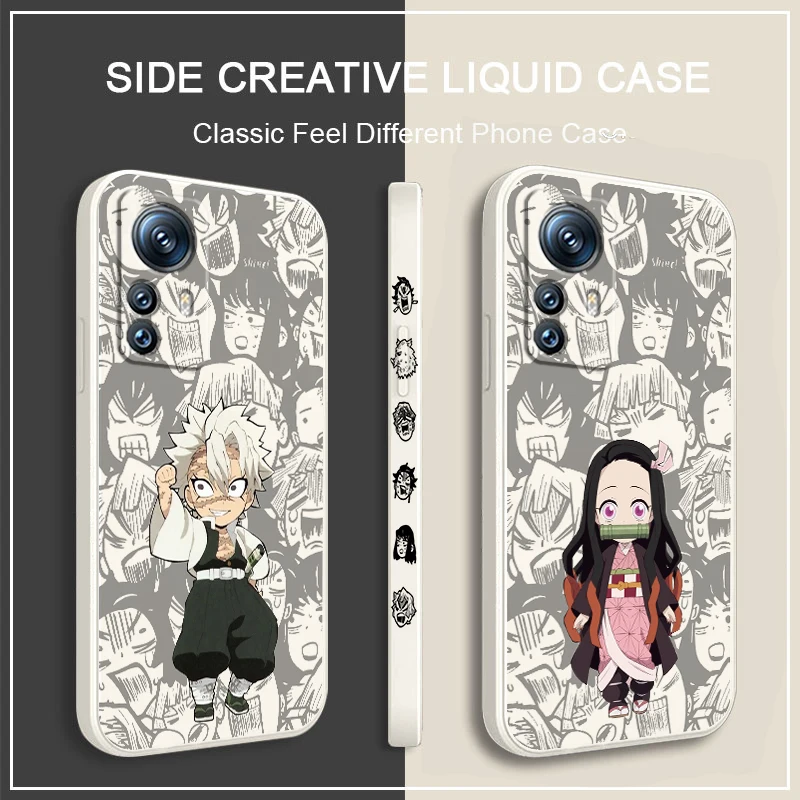 

Anime Demon Slayer Cute Liquid Left Rope Phone Case For Xiaomi 13 12T 12S 12 11 Ultra 11T 10T 9 Pro Lite 5G Cover Shell Capa