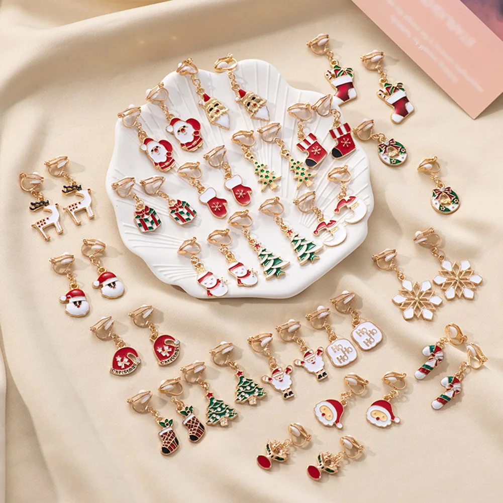 Gloves Snowflake Santa Claus Cuff Earrings