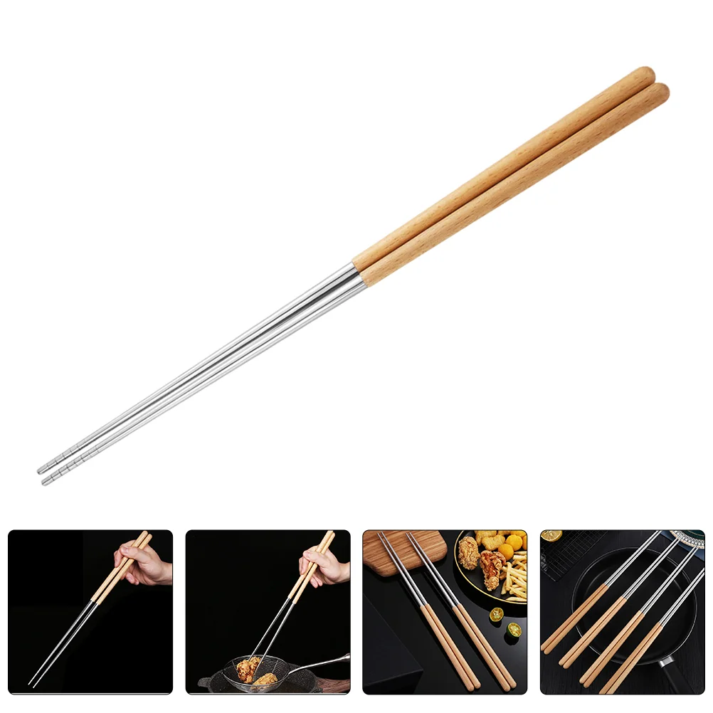 

2 Pairs Chopsticks Extended Hot Pot Chopsticks Frying Cooking Chopsticks Wooden Chopsticks for Home Daily Restaurant Kitchen
