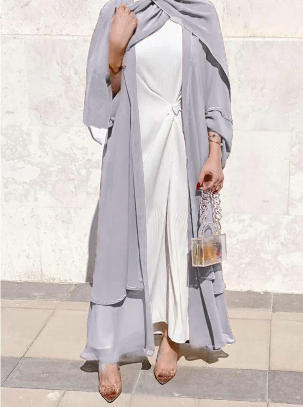 ИД открытая абайя Дубай мусульманский хиджаб платье Рамадан женское кимоно кардиган Исламская одежда Кафтан халат Musulmans