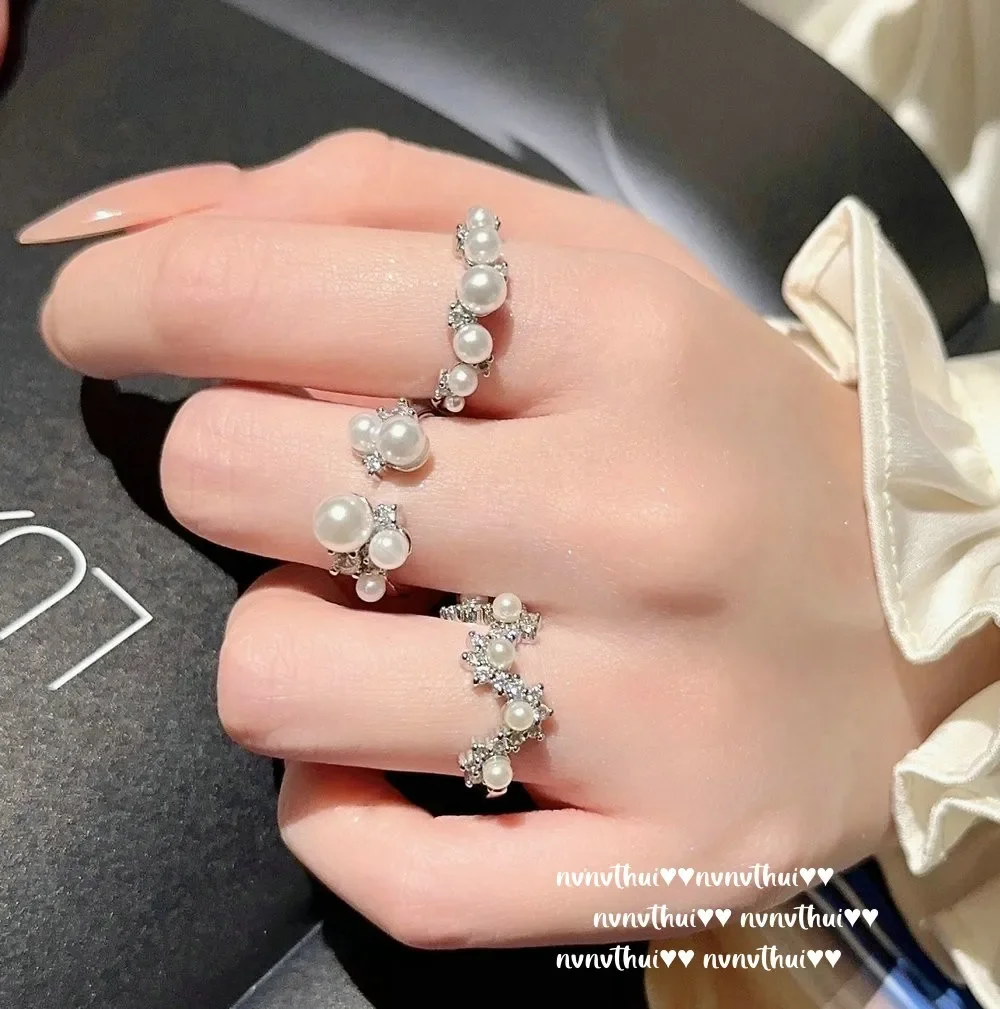 Кольцо с жемчугом штабелируемое кольцо из глубоководной ракушки блестящее со