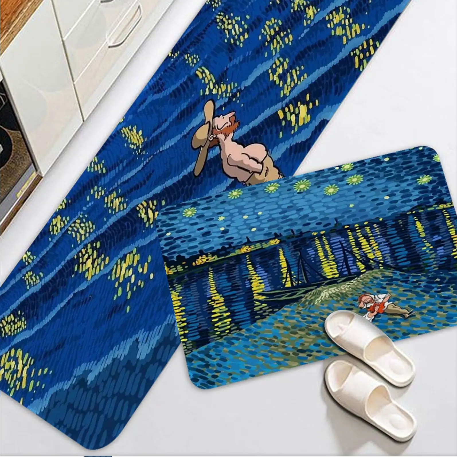 

Van Gogh oil painting Door Mat INS Style Soft Bedroom Floor House Laundry Room Mat Anti-skid Modern Home Decor