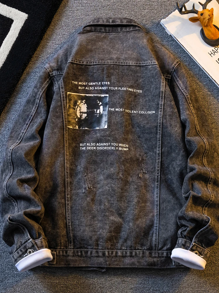 Spring New Handsome Denim coat Men's Fashion Brand Korean Slim fit Cargo Jacket Youth Casual Pu