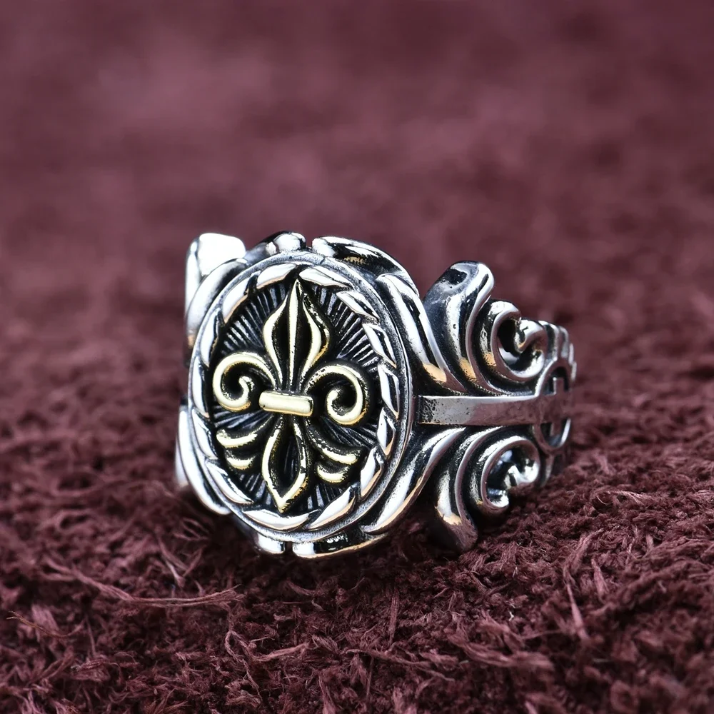 HX Новое ретро-якорь высококачественное кольцо с рисунком травы Тан для мужчин