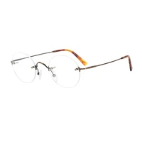 titanium rimless retro eyeglasses frames mens women glasses vintage oval round lightweight steve jobs unisex