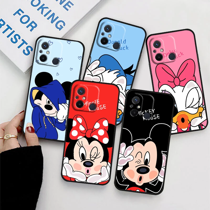

Mickey Minnie Disney Face For Xiaomi Redmi 12C 11 A1 Plus 10 10X 9T 9C 9C 8 7 6 4G 5G Silicone TPU Soft Black Phone Case Fundas