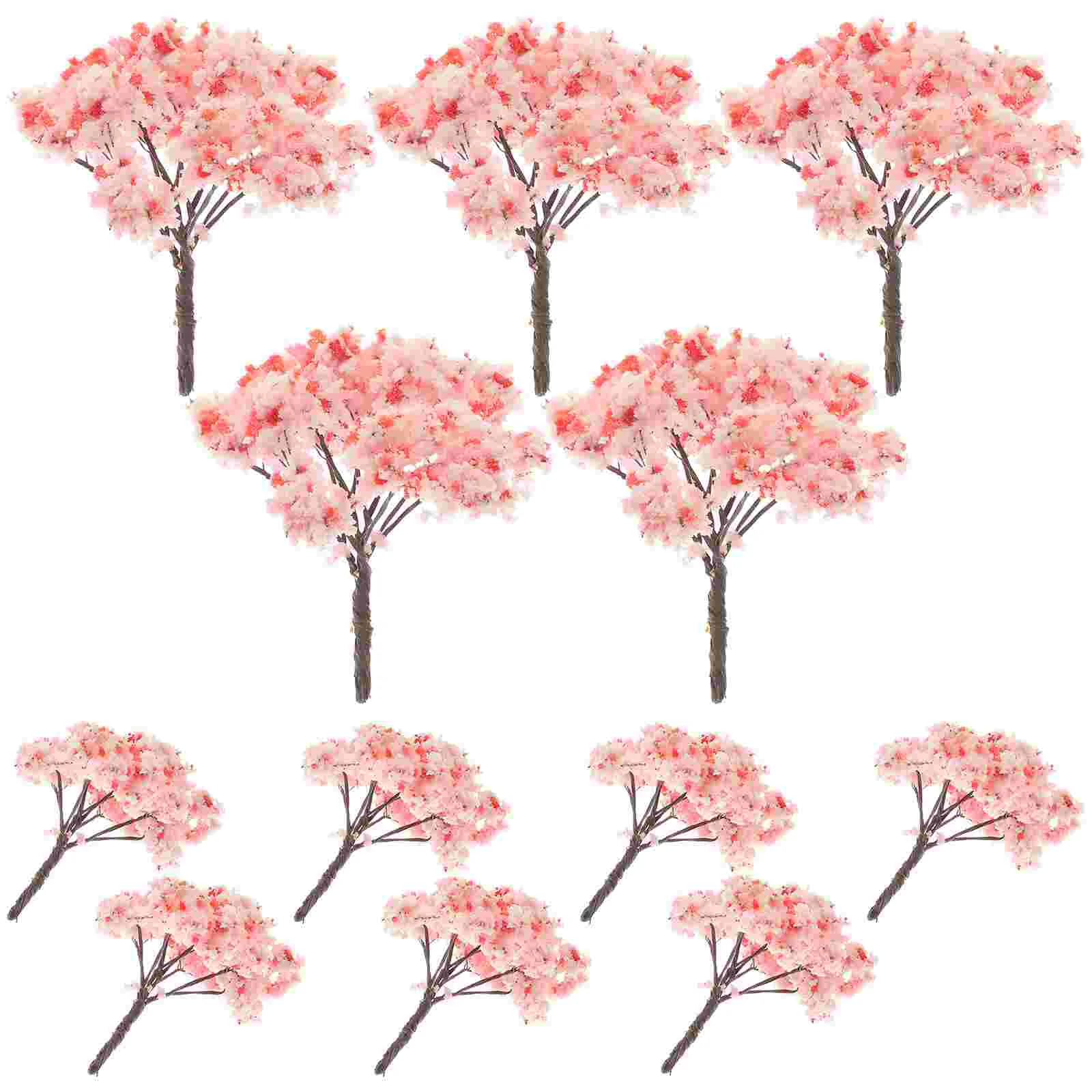 

12 Pcs Flower Decoration Cherry Blossom Ornaments Outdoor Fake Flowers Micro Landscape Tree Prop Simulated Model Trees Faux