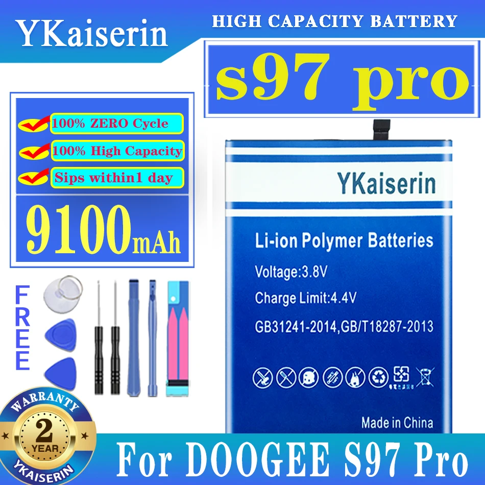 

New YKaiserin BAT21ZN1318500 Battery 9100mAh for DOOGEE S97 Pro S97Pro Mobile Phone Bateria + Track NO