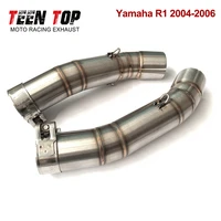 r1 motorcycle exhaust modified link middle pipe for yamaha yzf r1 r1 2004 2005 2006 51mm stainless steel escape moto elbow