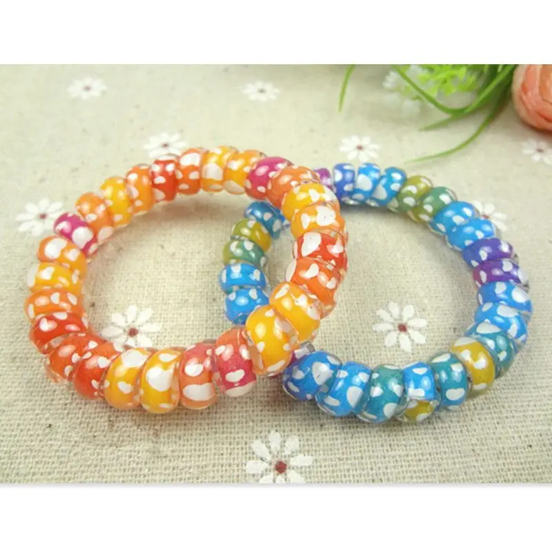 

Women Girls Colorful Rainbow Spiral Hair Ties Rope Telephone Wire Plastic No Crease Coil Thickened Ponytail Holder Scrunchies