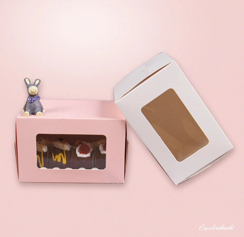 

10pcs Transparent Window Kraft Paper Baking Box Candy Handmade Cake West Point Muffin Box For Part Weeding