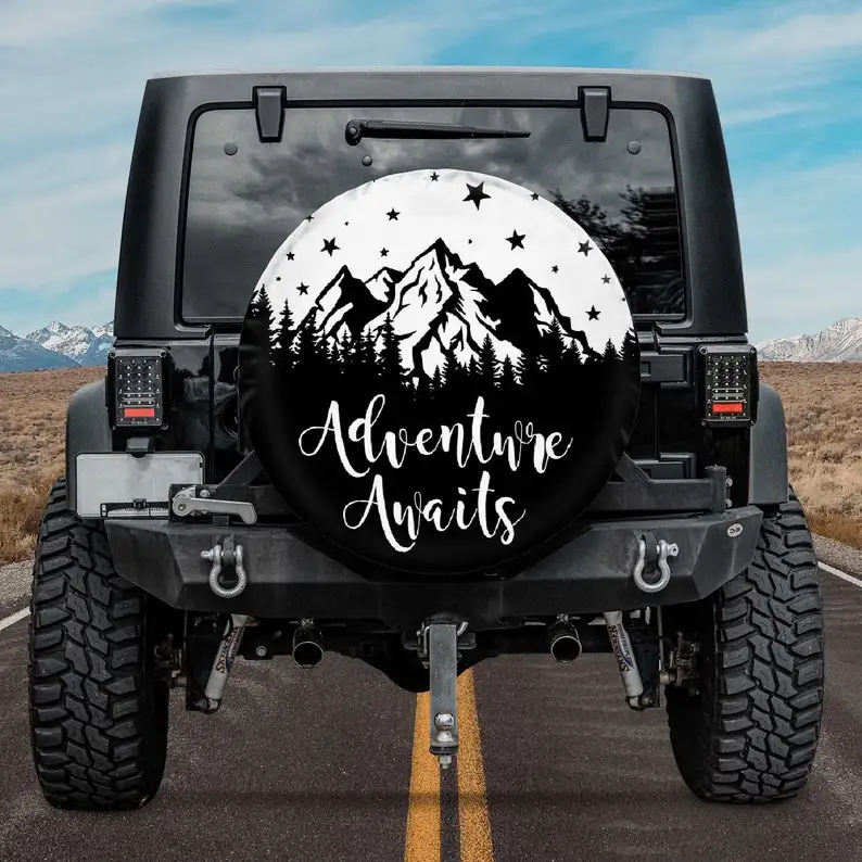 

Adventure Awaits Spare Tire Cover For Car - Car Accessories, Custom Spare Tire Covers Your Own Personalized Design, Tire