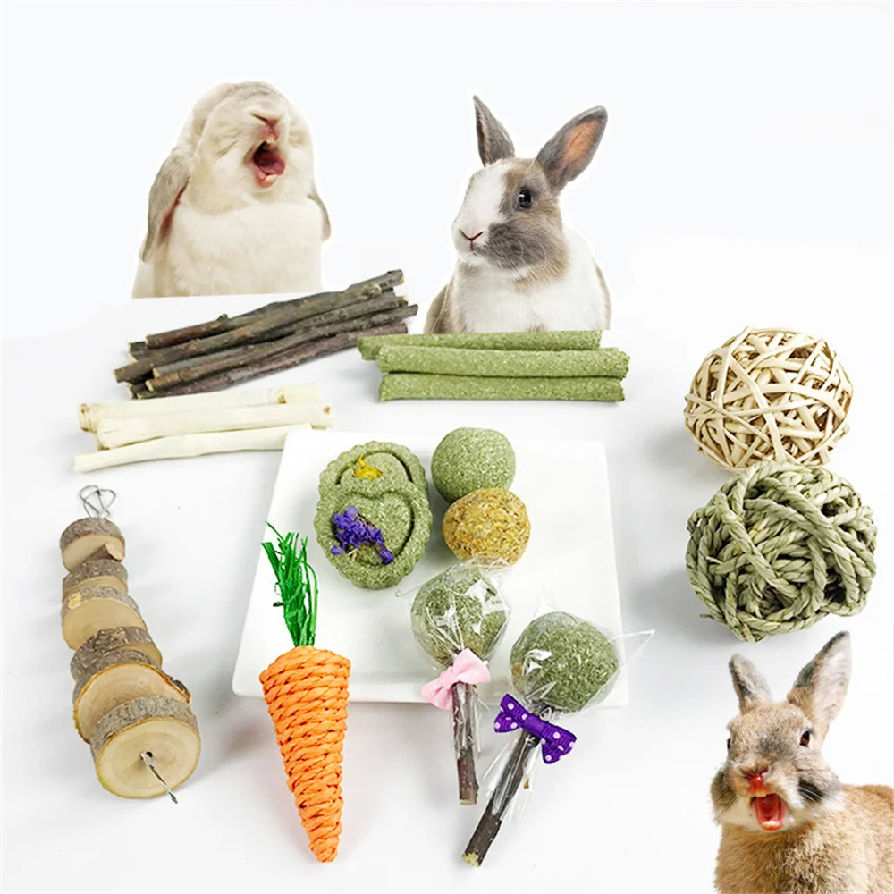

31Pcs Hamster Chew Toys Natural Wood Sticks Grass Balls Teeth Care Molar Toy for Gerbil Rat Guinea Pig Chinchilla Rabbit Playing