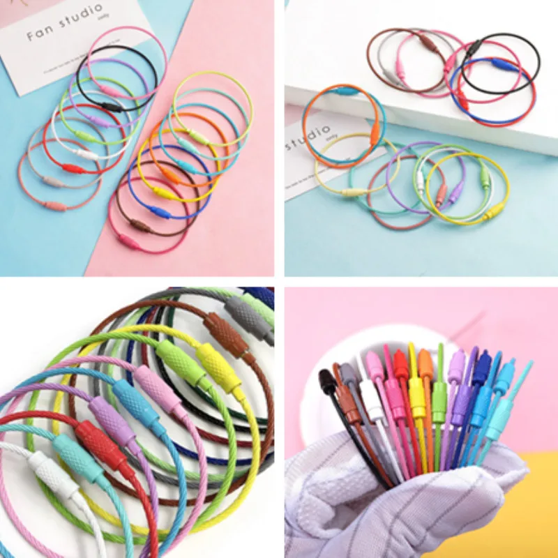 

New Creative Color Stainless Steel Wire Ring Keychain Lock Wire Chain 1 Piece