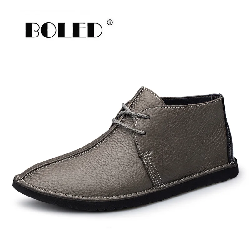 

Plus Size Natural Leather Men Boots Autumn Vintage Style Ankle Boots Men Lace Up Footwear Casual Shoes Men Botas Hombre