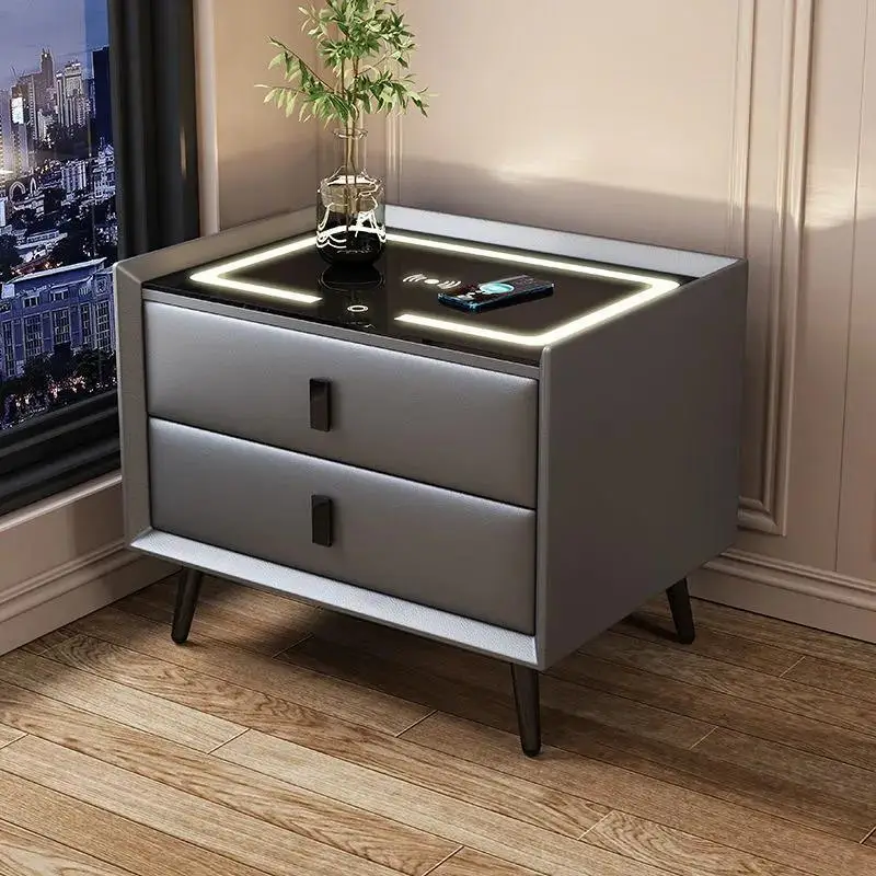 

Hot Sale Luxury Cabinet Night Stand White Bedside Table Smart Nightstands