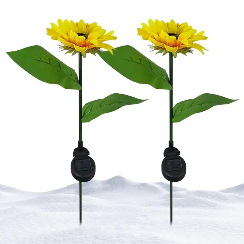 

2Pcs Solar Sunflower Light Outdoor Lawn Lamp Waterproof Energy Saving Outdoor Stake Lamp For Garden Lawn Path Decoration
