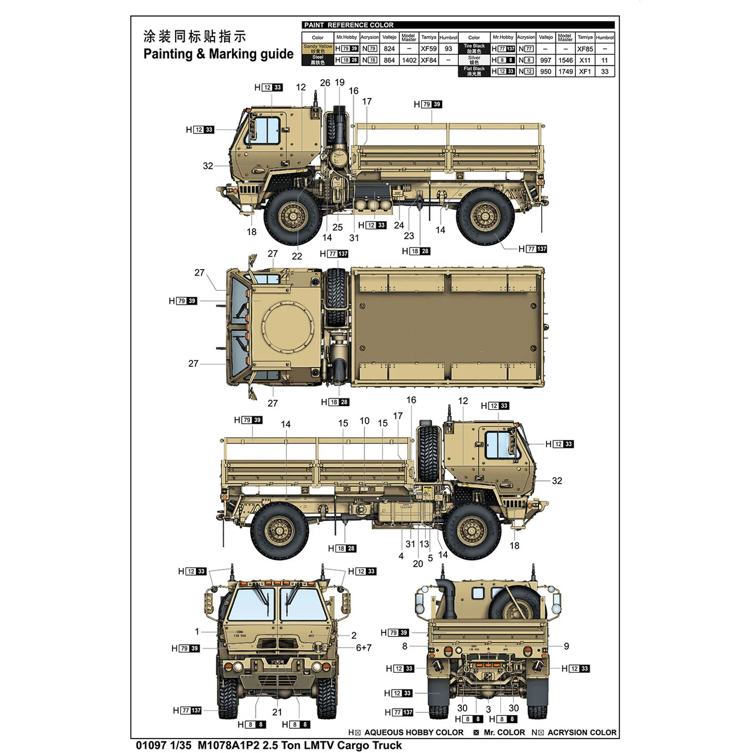 Trumpeter 135, 01097 M1078A1P2, модель военного грузовика, статический пластик, автомобиль «сделай сам», в разобранном виде, неокрашенный комплект, подарок «сделай сам» для взрослых (art.: 3920d3ca335f7) - 3920d3ca335f7