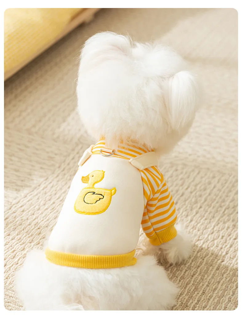 Новая милая осенне-зимняя полосатая толстовка с рисунком маленькой собаки в