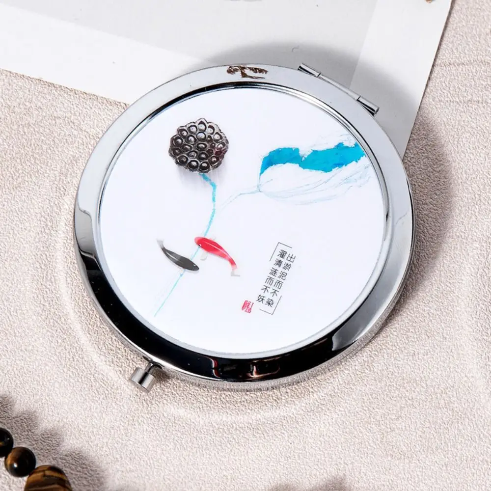 Зеркало для макияжа металлическое компактное зеркало с цветком портативное в