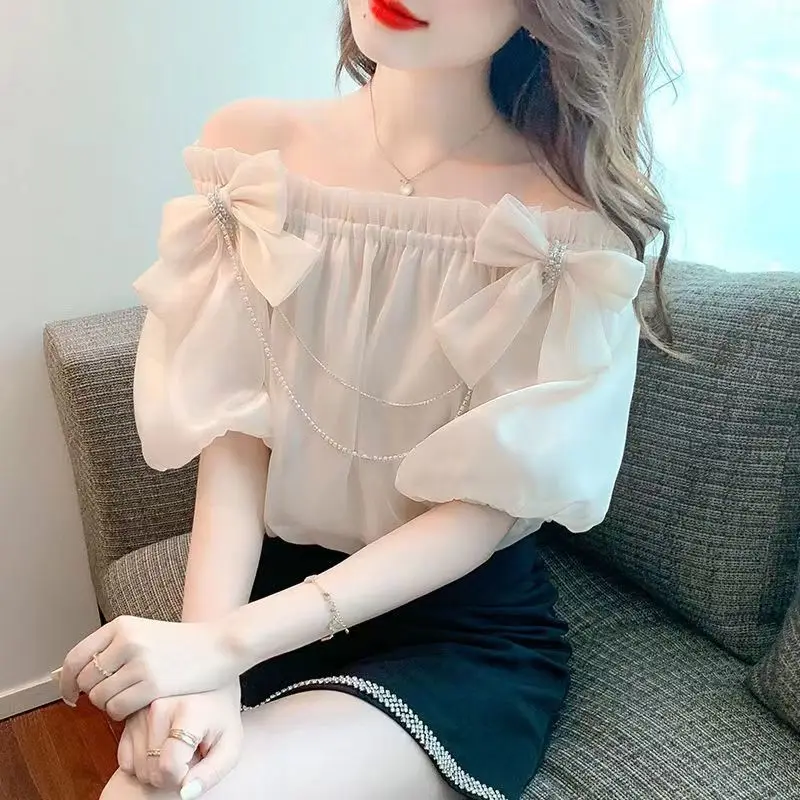 2023 модная и изысканная французская блестящая пряжа Милая женская рубашка с
