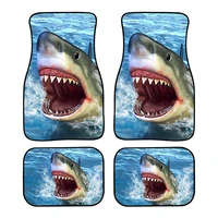 rubber material waterproof easy to clean blue background great white shark printing style car foot mat 42pcs pack