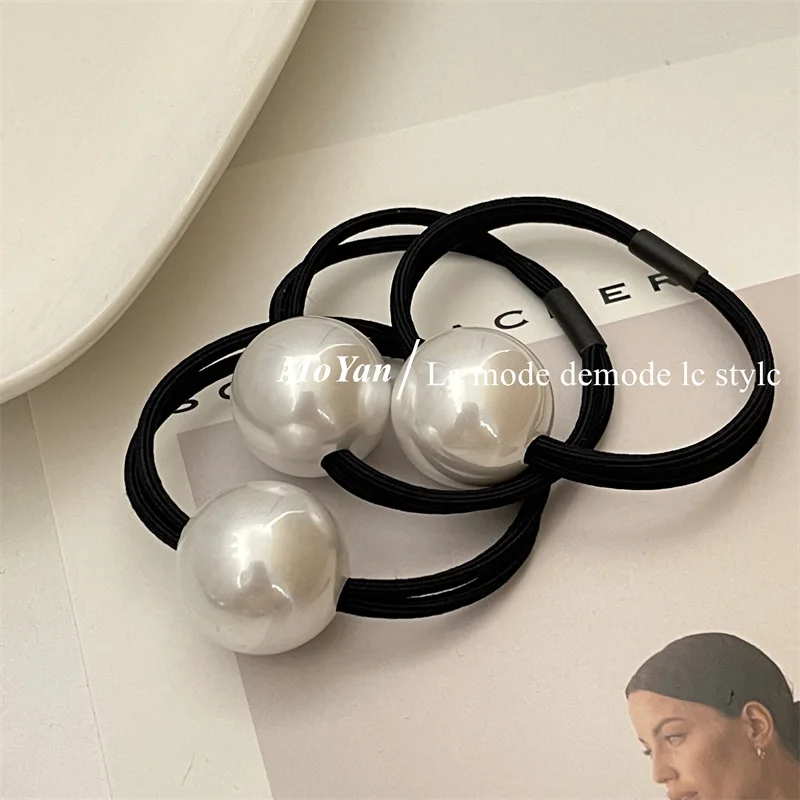 

Simple Base Large Pearl Rubber Band Women's New Temperament Tied Hair Head Rope High Elastic Hair Rope Hair Accessories