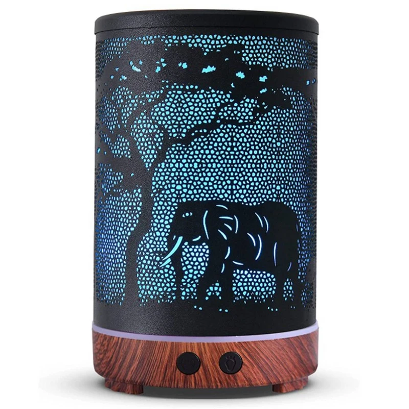 

Aromatherapy Hollow Small Desktop Humidifying Atomizer Essential Oil Diffuser-Elephant Pattern US Plug