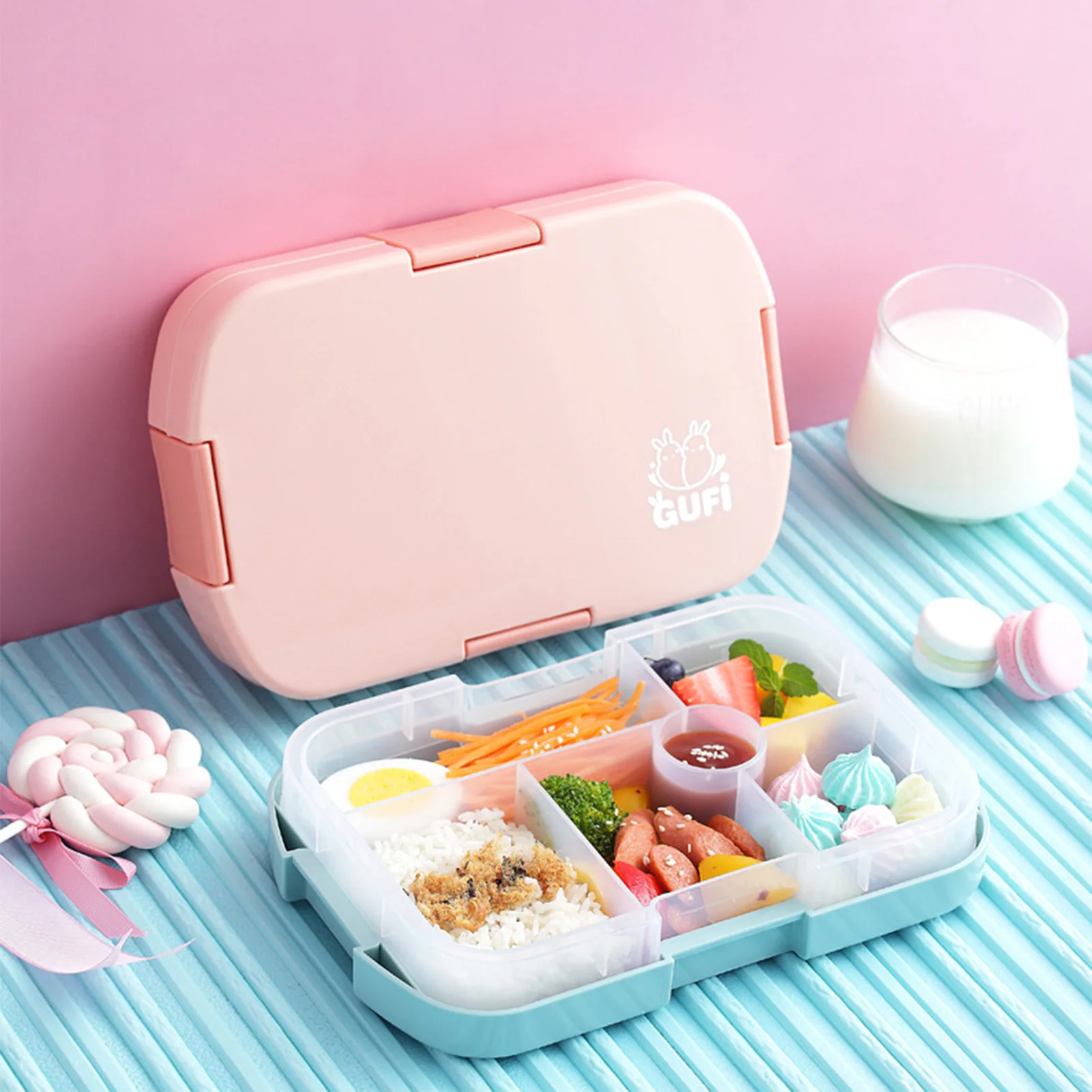 

Cartoon Portable Lunch Box 6-box Bento Boxes For Student Kids Lunches Leak-proof Dinner Lunch Food Container Microwave Camping