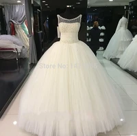 zj9079 elegant tulle pearls wedding dresses for women lace appliques long 2022 bride gowns saudi arabia