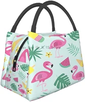 flamingo fruit lunch box leakproof lunch cooler for school work office picnic beach soft freezable portable insulation tote bag
