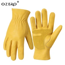 OZERO 가죽 작업용 장갑, 플렉스 그립, 터프 소가죽 원예 장갑, 목재 절단, 건설, 트럭 운전, 정원, 작업용 장갑